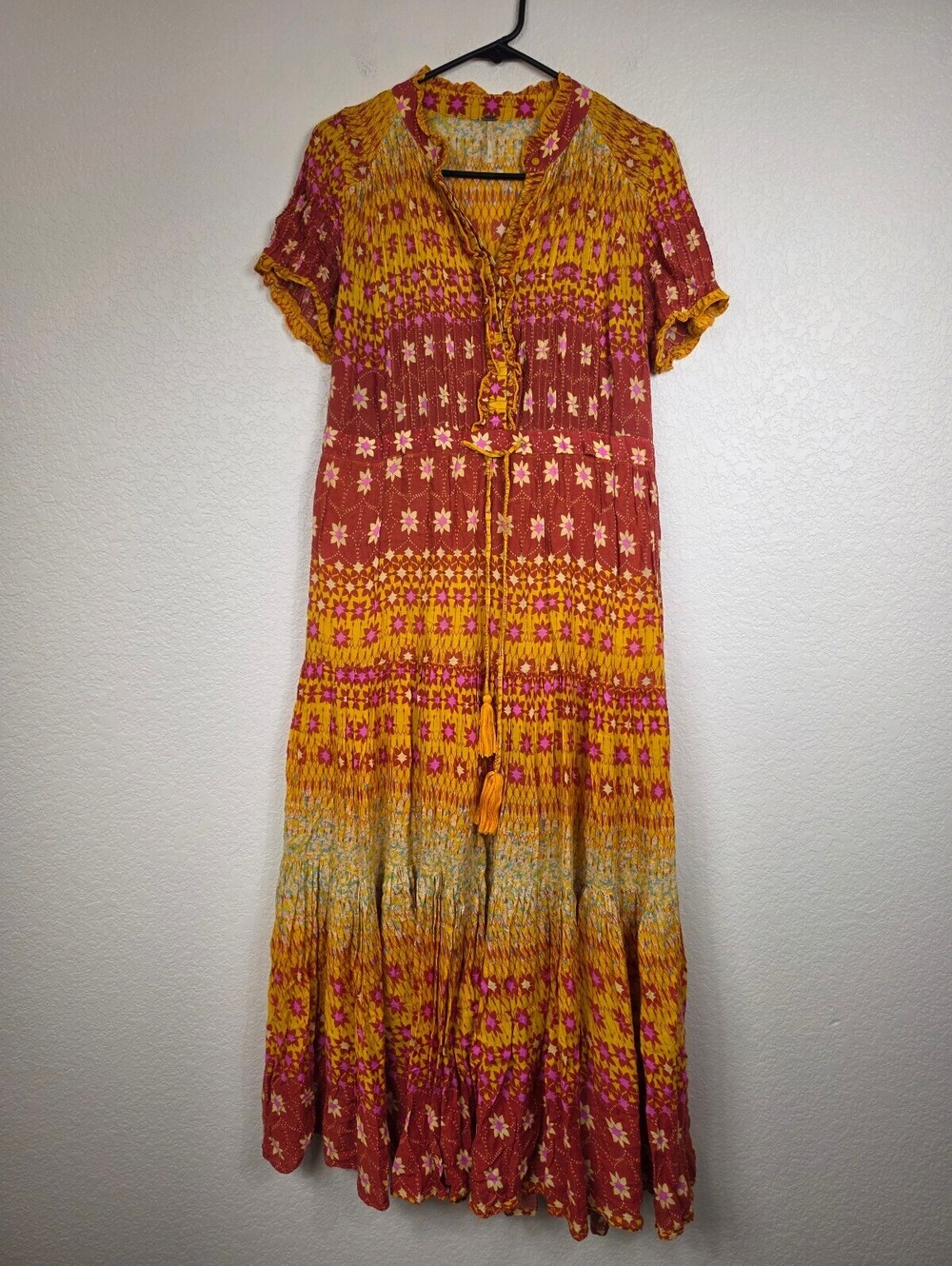 Free People Floral Pattern Viscose Dress Small